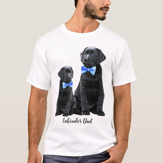 ラブラドールパパ- Black Lab Faters Day Cute Dog Tシャツ (正面)
