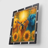 ラブラドールパピズアカラフルート スクエア壁時計 (傾斜)