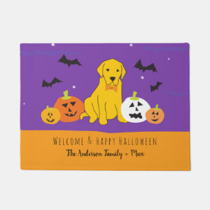 ラブラドールパピドッグパンプキンハロウィンウェルカムドア ドアマット