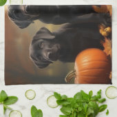 ラブラドールパピーオータムデライトカボチャ キッチンタオル (折り畳み)