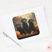 ラブラドールパピーオータムデライトカボチャ スクエアシール (封筒)