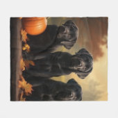 ラブラドールパピーオータムデライトカボチャ フリースブランケット (正面(横))