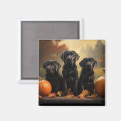 ラブラドールパピーオータムデライトカボチャ マグネット (正面/裏面)