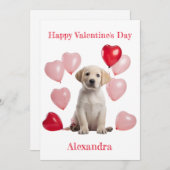 ラブラドールパピーカスタムとハートバルーンバレンタイン シーズンカード (正面/裏面)