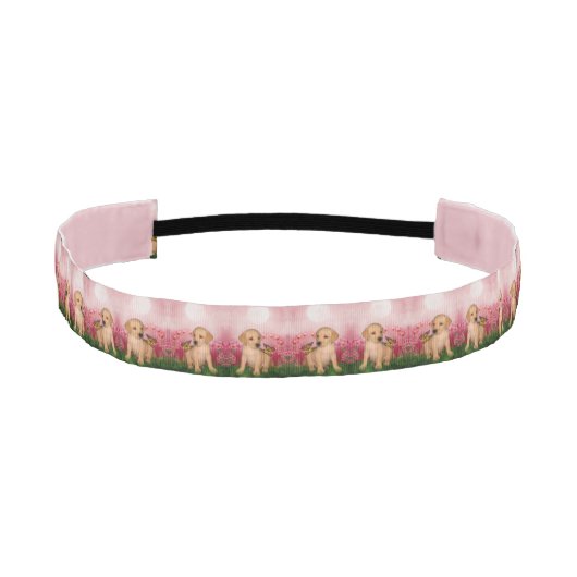ラブラドールパピーバタフライドッグアート アスレチックヘッドバンド (正面)