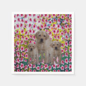 ラブラドールパピー絵を描ズ油、 スタンダードカクテルナプキン (正面)