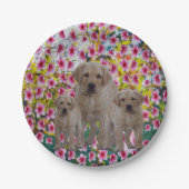 ラブラドールパピー絵を描ズ油、 ペーパープレート (正面)