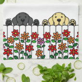 ラブラドールパーソナライズされたデュオウォッチングユキッチントウ キッチンタオル (折り畳み)