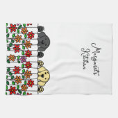 ラブラドールパーソナライズされたデュオウォッチングユキッチントウ キッチンタオル (横)