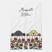 ラブラドールパーソナライズされたデュオウォッチングユキッチントウ キッチンタオル (縦)