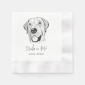 ラブラドールパーソナライズされた犬が飲む 縁ありカクテルナプキン (正面)