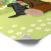 ラブラドールファミリーピクニックポスター ポスター (角)