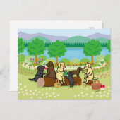 ラブラドールファミリーピクニック ポストカード (正面/裏面)