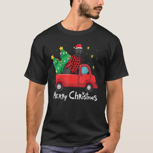 ラブラドールブラッククリスマストラックツリーママパパクリスマスD Tシャツ (正面)