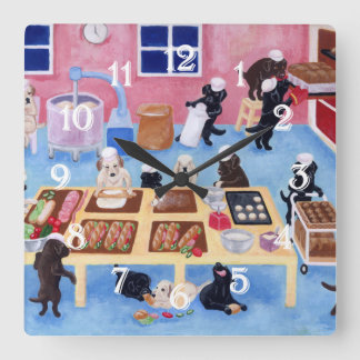 ラブラドールベーカリー絵画の壁時計 スクエア壁時計