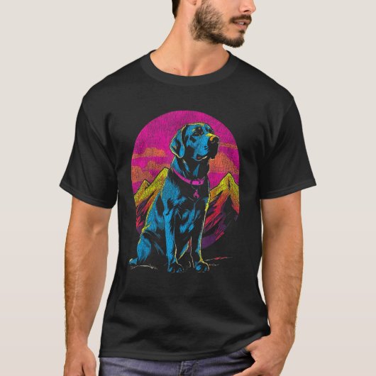 ラブラドールポップ・アートのドッグアート愛犬家 Tシャツ (正面)