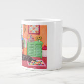ラブラドールママの裁縫ルーム絵画 ジャンボコーヒーマグカップ (右)