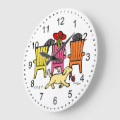 ラブラドールマママアットプールサイド ラージ壁時計 (傾斜)