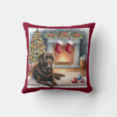 ラブラドールモダンリトリエバードッグクリスマスホリデイ クッション (裏面)