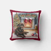 ラブラドールモダンリトリエバードッグクリスマスホリデイ クッション (正面)