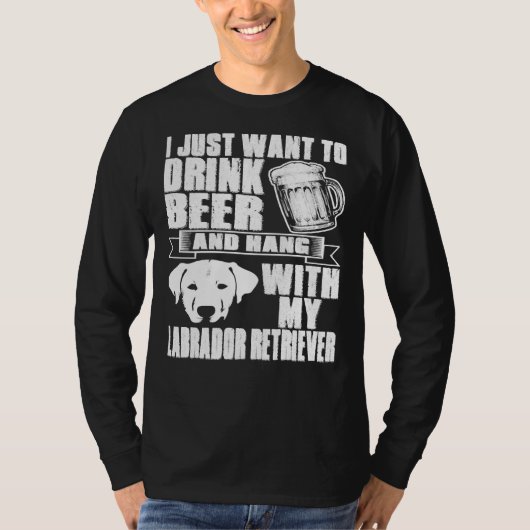 ラブラドールリトつるリーバードッグ付きドリンク Tシャツ (正面)
