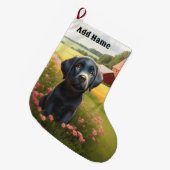 ラブラドールリトリエバーオンファーム ラージクリスマスストッキング (正面 (吊り時))