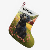 ラブラドールリトリエバーオンファーム ラージクリスマスストッキング (正面 (吊り時))