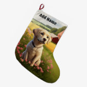 ラブラドールリトリエバーオンファーム ラージクリスマスストッキング (正面 (吊り時))