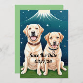 ラブラドールリトリエバーカップル 招待状 (正面/裏面)