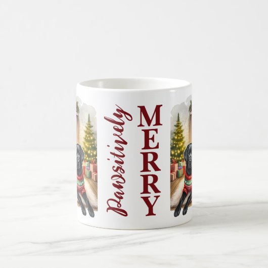 ラブラドールリトリエバーキュート犬クリスマスツリー コーヒーマグカップ (中央)