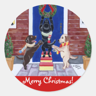 ラブラドールリトリエバークリスマスおもしろい ラウンドシール