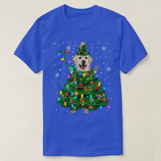 ラブラドールリトリエバークリスマスツリークリスマスライトドッグ Tシャツ (デザイン正面)
