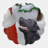 ラブラドールリトリエバークリスマスプレゼント オーナメントカード (正面)