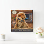 ラブラドールリトリエバークロック スクエア壁時計 (ホーム)