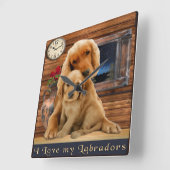 ラブラドールリトリエバークロック スクエア壁時計 (傾斜)