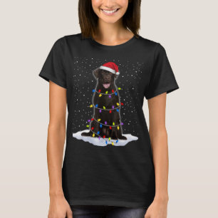 ラブラドールリトリエバーサンタクリスマスツリーライツクズマ Tシャツ