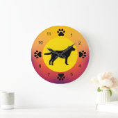 ラブラドールリトリエバーシルエットサンセットカラー ラージ壁時計 (ホーム)