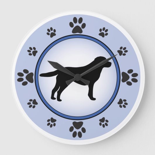 ラブラドールリトリエバーシルエット ラージ壁時計 (正面)