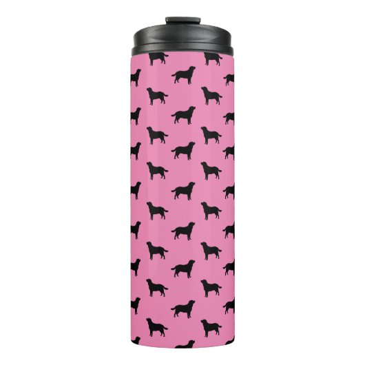 ラブラドールリトリエバードッグシルエット模様ピンク タンブラー (正面)