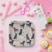 ラブラドールリトリエバーポーズとボーン紙プレート ペーパープレート (パーティー)