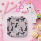 ラブラドールリトリエバーポーズとボーン紙プレート ペーパープレート (パーティー)