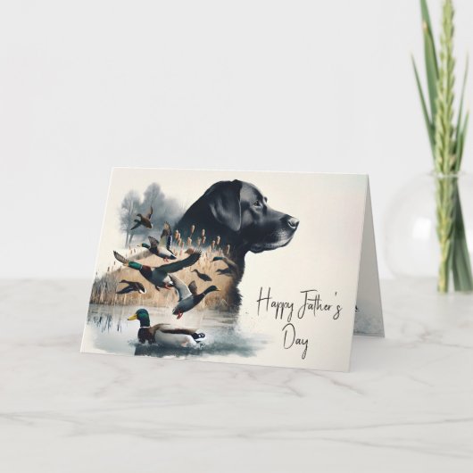 ラブラドールリトリバーとアヒル カード (正面)