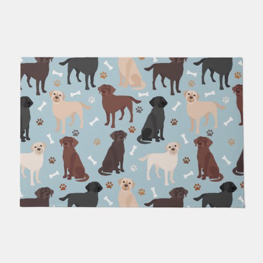 ラブラドールリトリバーの手と骨 ドアマット (正面)