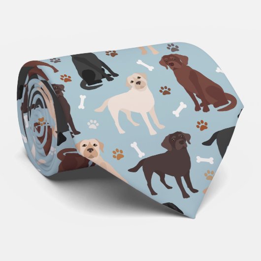 ラブラドールリトリバーの手と骨 ネクタイ (ロール)