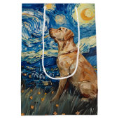 ラブラドールリトリバーイエロー・ラブラドール・レトリーバードッグスターリーナイト ミディアムペーパーバッグ (裏面)