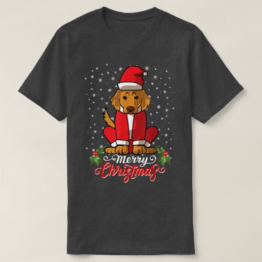 ラブラドールリトリバードッググレッツメリークリスマスサンタ Tシャツ (デザイン正面)