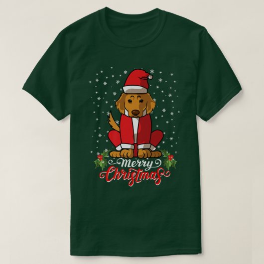 ラブラドールリトリバードッググレッツメリークリスマスサンタ Tシャツ (デザイン正面)