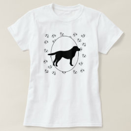 ラブラドールリトリバーハートと足跡 Tシャツ