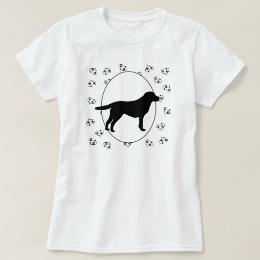 ラブラドールリトリバーハートと足跡 Tシャツ (デザイン正面)
