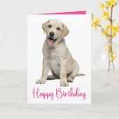ラブラドールリトリバー誕生日イエロー・ラブラドール・レトリーバーパピードッグ カード (黄色い花)